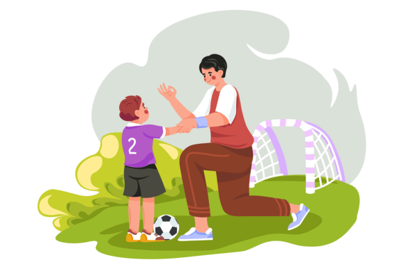 Evaluating Dad Teach Boy Soccer Graphics for Product Creation