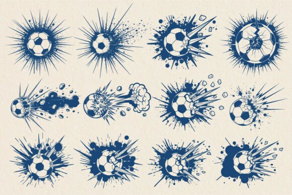 Exploding Soccer Ball Impact Graphics for Crafts & Branding
