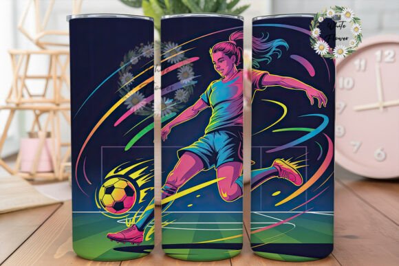 Neon Soccer Player Graphics for Crafty Tumbler Wraps